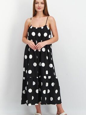 ASOS Black Maxi Dress with White Polka Dots